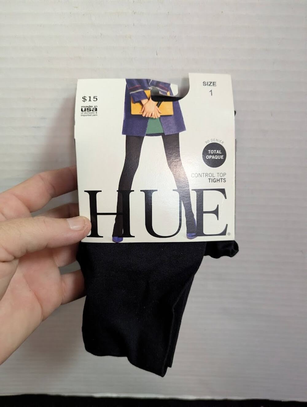 HUE black opaque control top tights size 1 Medium/Large